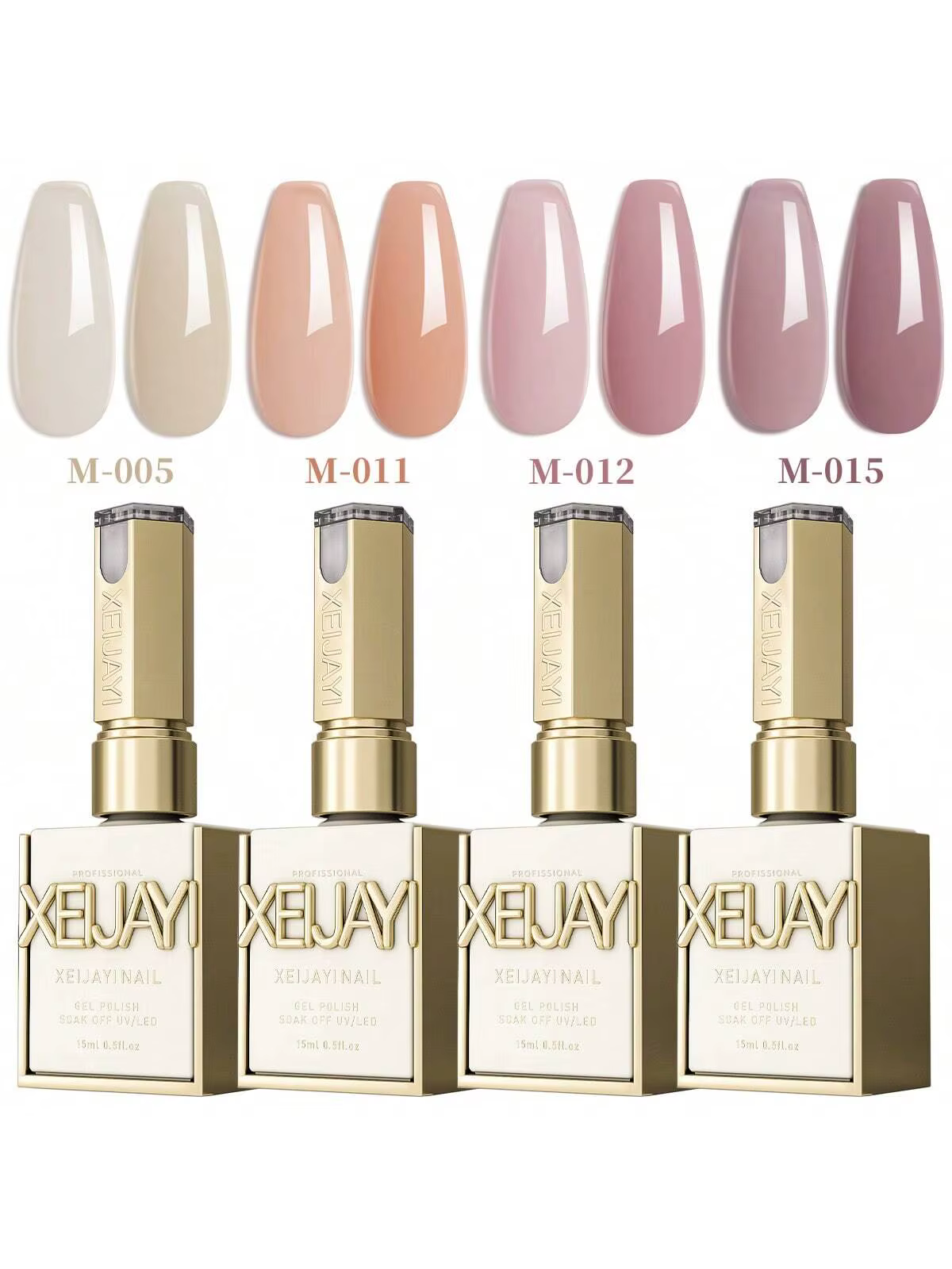 Nouvelle version printemps-été 2025 : gel pour ongles série rose transparent - Ensemble de 4 couleur