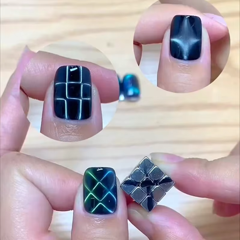 Cube magnétique œil de chat pour ongles, bâton carré magnétique puissant 9D/5D, bande de ligne de ve