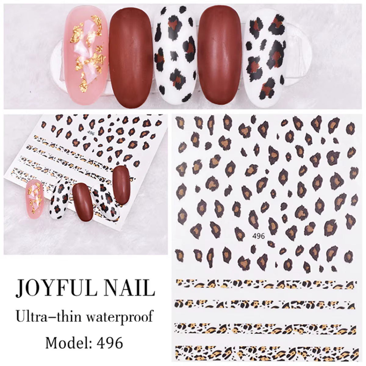 Nail Art autocollant pour femme, impression léopard, stéréo 3D, décalcomanie, vente en gros, nouveau