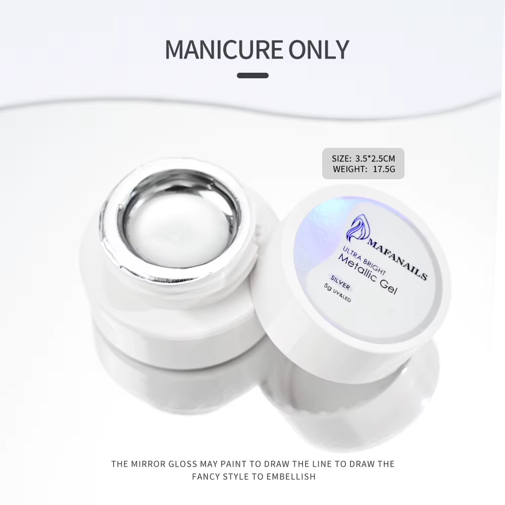 MingLee argent métal Gel métallique vernis à ongles Chrome 3D métal peint Gel vernis 5ml liquide eff