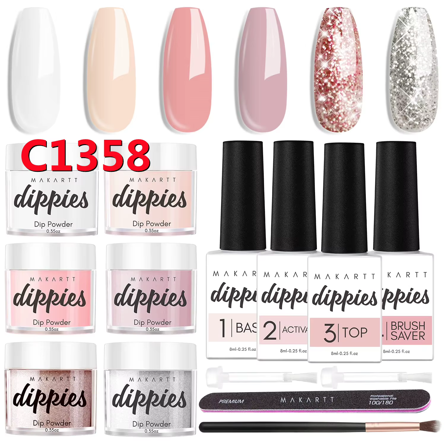Kit de démarrage pour ongles en acrylique, rose clair, poudre acrylique nude, liquide à ongles, bros