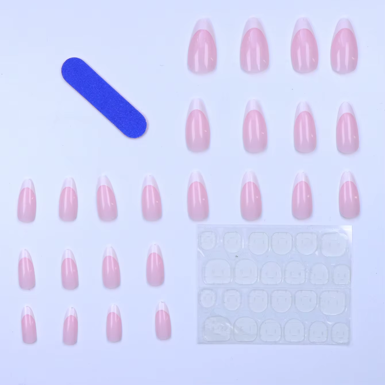 24 pièces-ongles en amande à bordure blanche française-ensemble de Nail Art blanchissant avec faux o