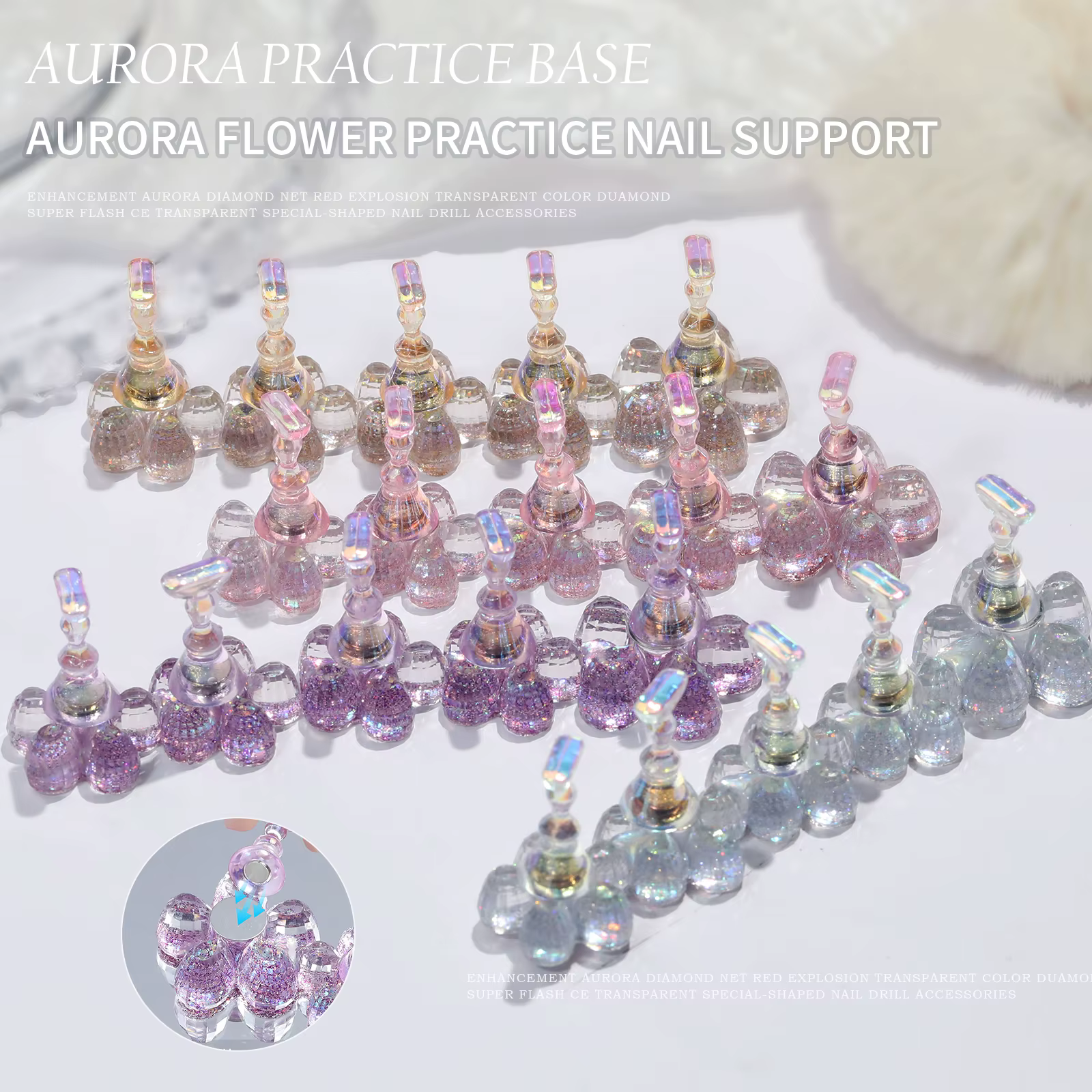 Présentoir magnétique de pointe d'ongle de fleur d'aurore de 1 pièce pour le manucure outil d'affich