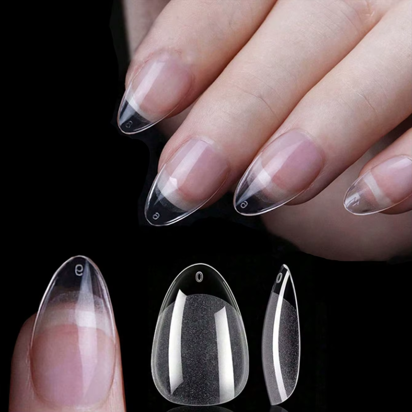 Faux-ongles courts en amande, 120 pièces, embouts souples pour couverture complète, gel X, pré-gravé
