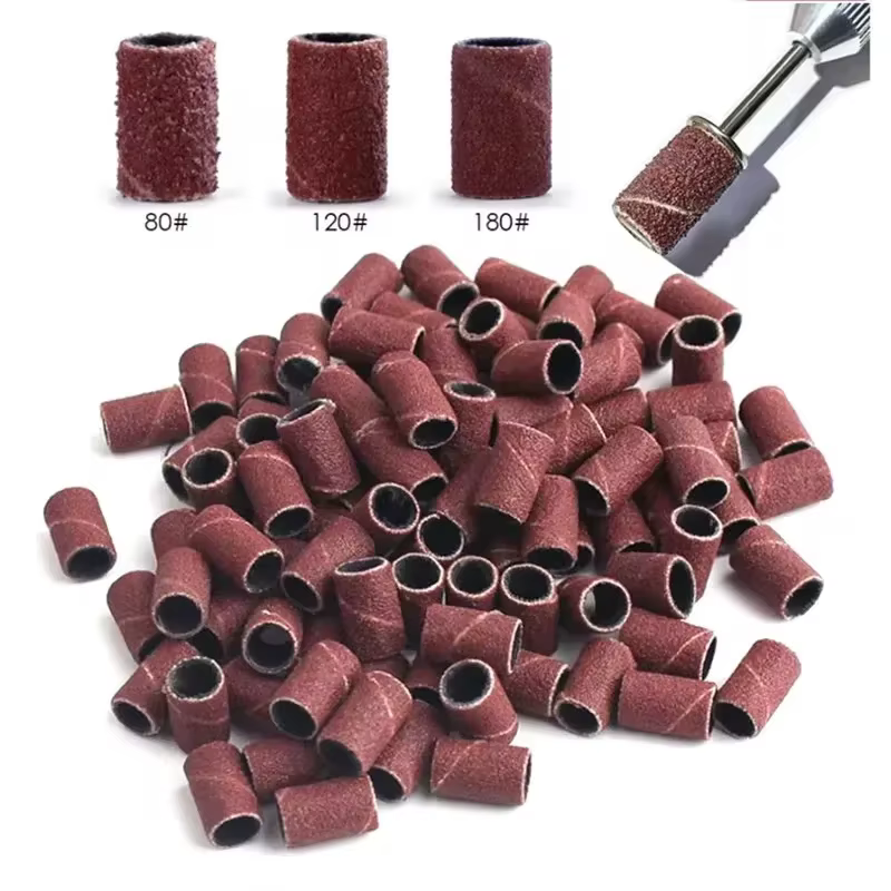 Bandes de capuchon de ponçage pour Machine de manucure électrique, grain 180/120/80, foret à ongles,