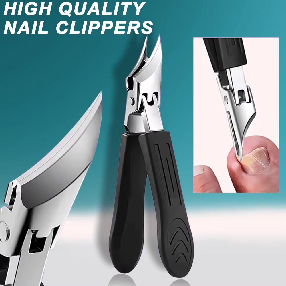 Coupe-ongles avec récupérateur, tête inclinée, pour ongles épais, ouverture large, pour ongles de pi