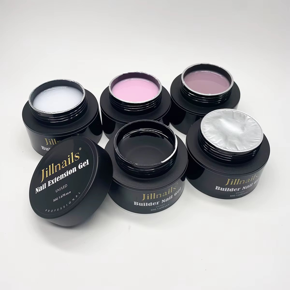 Jillnails 50g Gel moyen auto-nivelant 50ml constructeur de Gel blanc rose laiteux pour la constructi