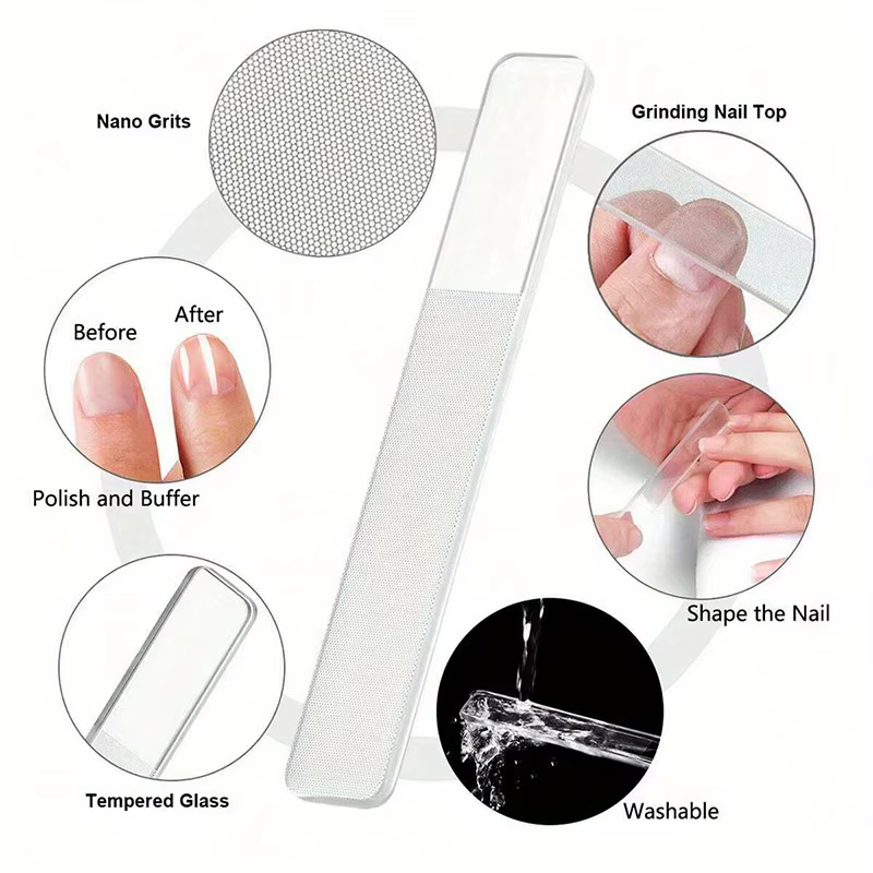 Coupe-ongles noir en acier inoxydable, 4 pièces, avec lime en verre nano, ensemble d'outils de manuc