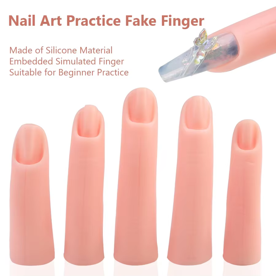 Ensemble de pratique de Nail Art en Silicone, 5 pièces, pointes de doigts pour l'entraînement à l'ex