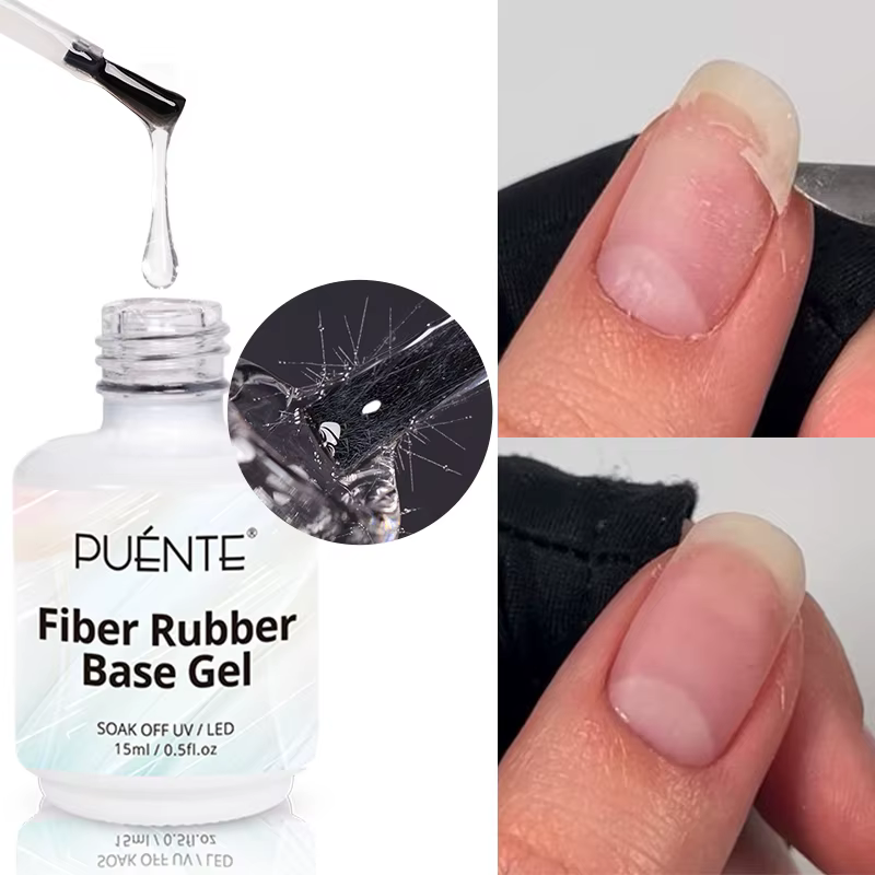 Vernis à ongles en gel de base en caoutchouc de fibre de verre PUENTE 15ML pour renforcement des ong