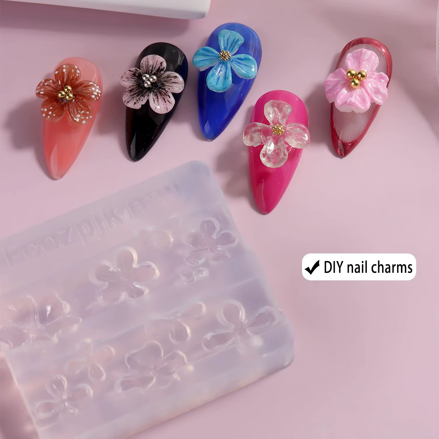 Moule de sculpture d'ongles en Silicone 3D, acrylique, lys, Hibiscus, plaque d'estampage florale, po