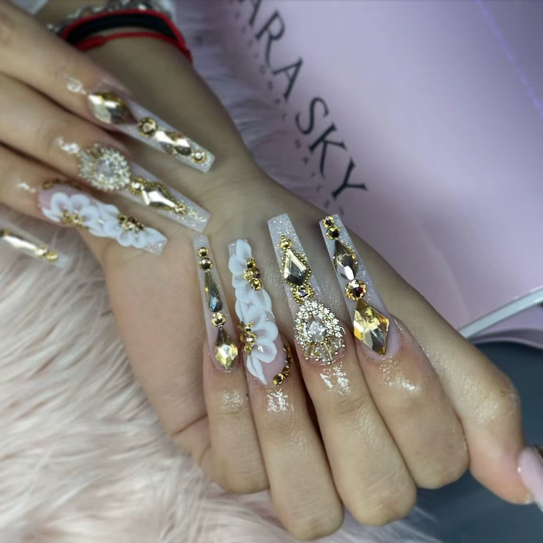 Verre de champagne rouge cristal diamant plat strass Nail Art décoration 21 grille boîte ongles acce