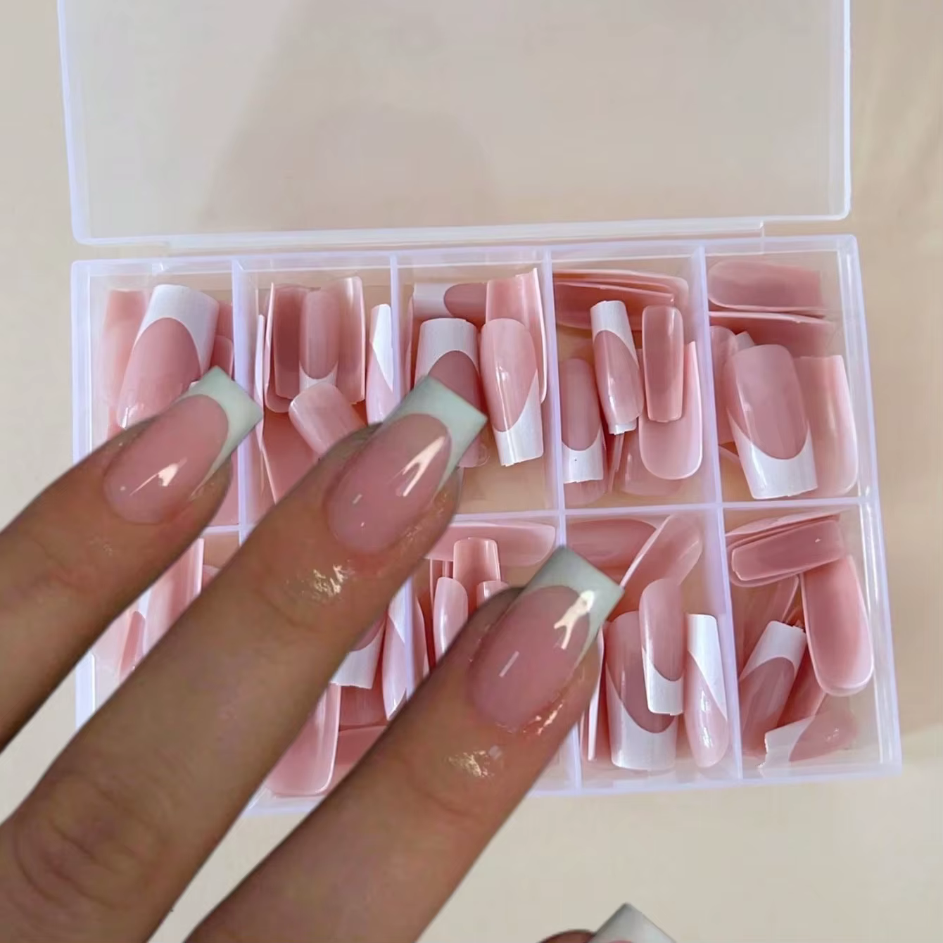 120 faux ongles rectangulaires de style français minimaliste, améliorez votre style de manucure, ada
