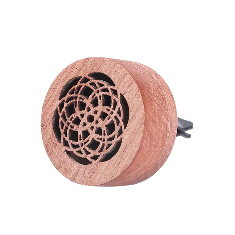 Diffuseur de voiture en bois sculpté en bois de rose, clip d'aromathérapie exquis pour voiture, déso