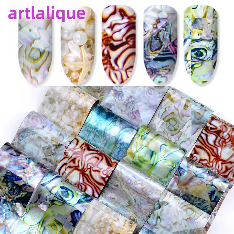 16 pièces Nail Art feuille décalcomanies étoilé marbre dégradé labyrinthe coquille conception 4x20 c