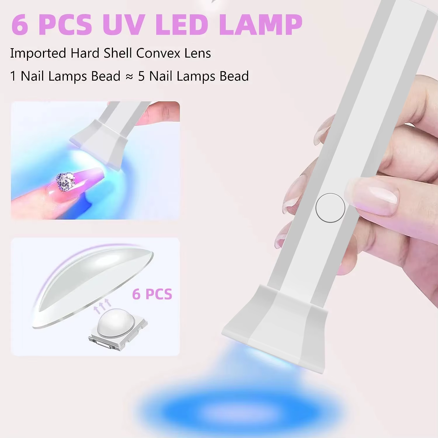 YIKOOLIN-Mini lampe à ongles aste sans fil pour gel à durcissement rapide, lumière UV pour détermine