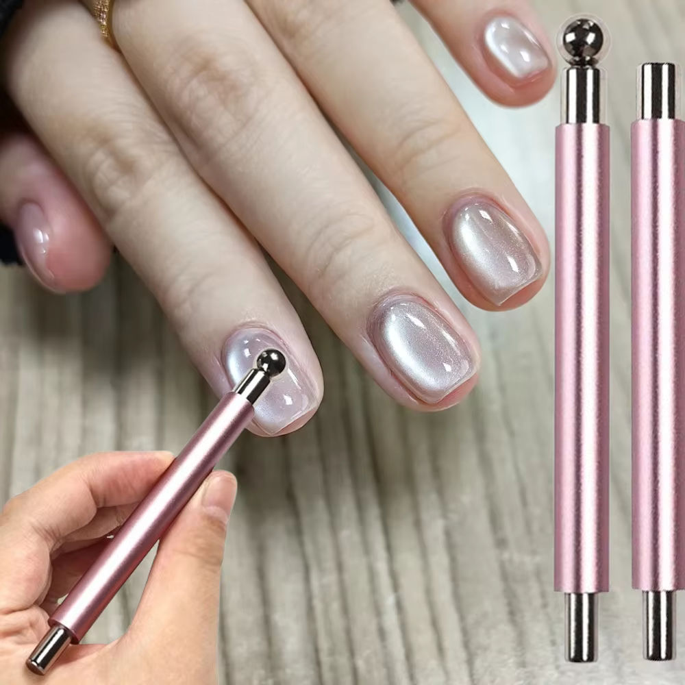 Stylo magnétique pour ongles œil de chat, Double tête, avec boule en acier, bâton magnétique puissan
