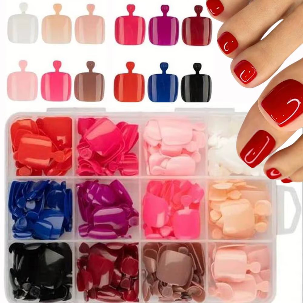 96/288 pièces couleur unie presse sur les ongles courts carrés couverture complète faux ongles d'ort