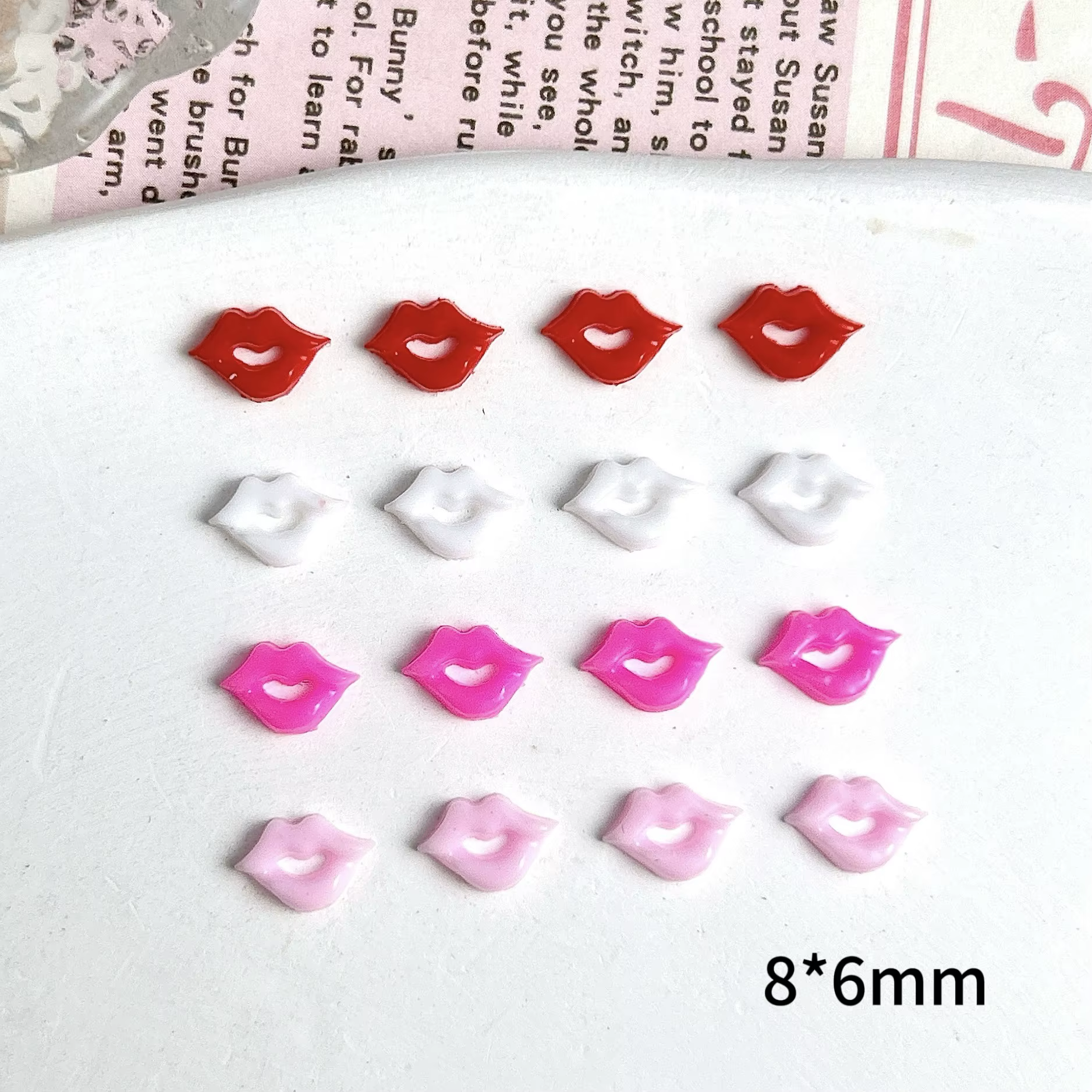 50 pièces 3D acrylique Nail Art lèvres impression breloques baiser le lèvre marque accessoires pour 