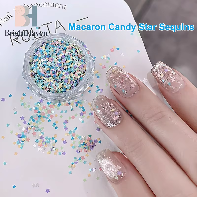Paillettes pour ongles en forme d'étoile, couleur macaron, pour Nail Art, accessoires de décoration,
