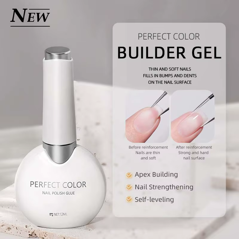PERFECT COLOR Gel Constructeur & Renforceur d'Ongles 12ml, Couche de Finition Auto-Nivelante pour On