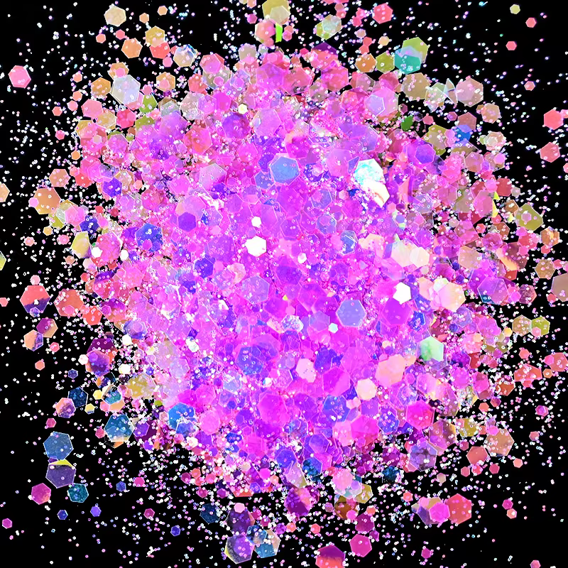 50 g/sac holographique mixte hexagone forme gros ongles paillettes paillettes scintillantes flocons 