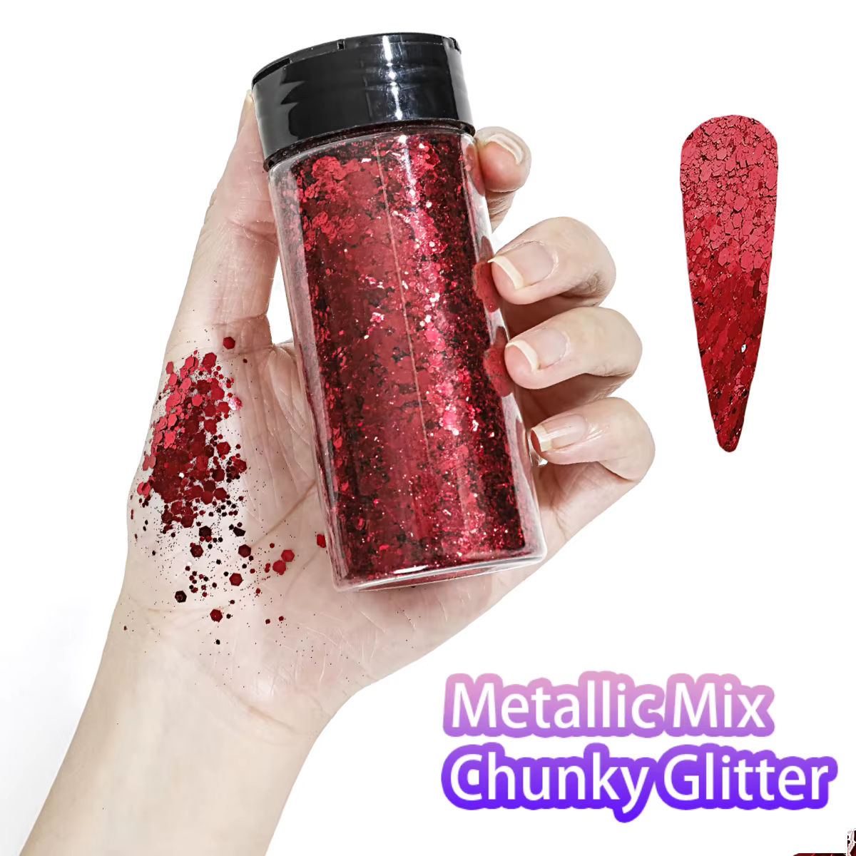 80g mélange métallique gros paillettes artisanat paillettes poudre mélangée grosses paillettes fines
