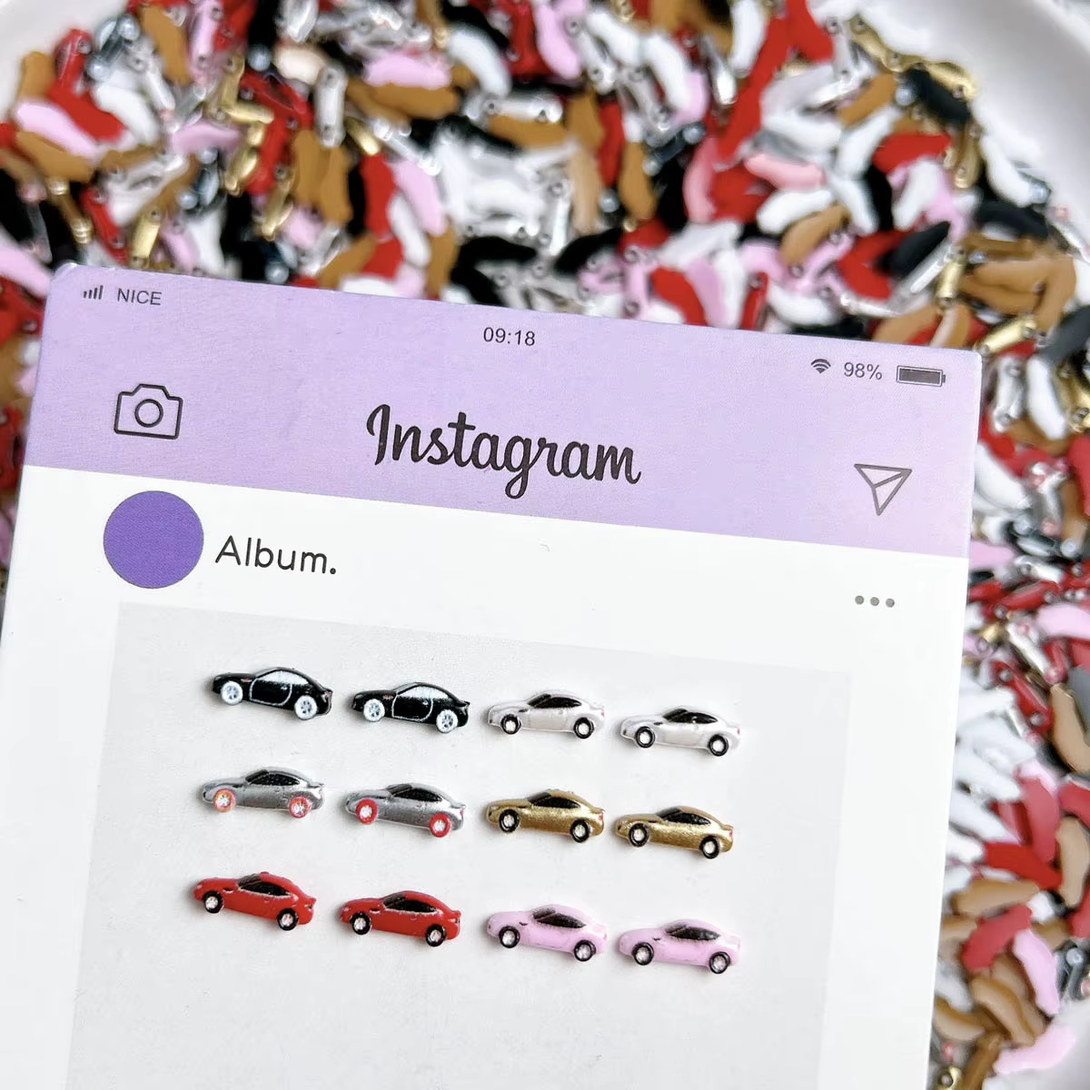 Breloques colorées pour Nail Art de voiture, 20 pièces, 3D, créatives, adorables et réalistes, décor