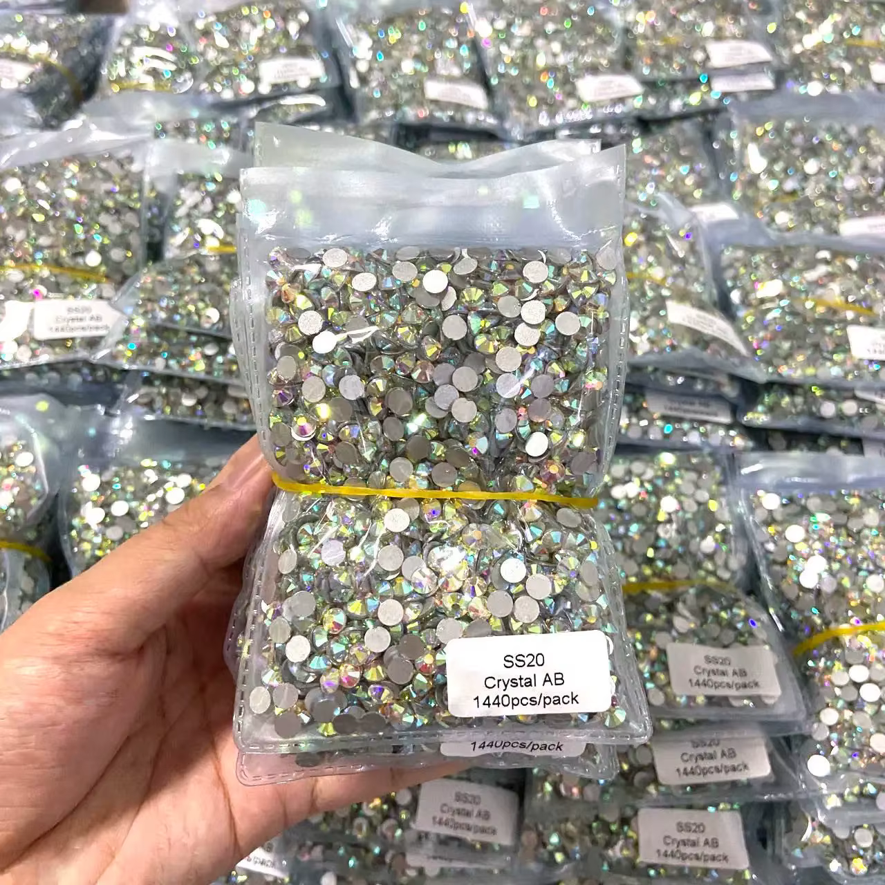 1440 pièces ongles FlatBack cristal Strass clair/AB verre Strass (SS3-SS20) 3D ongles pierres précie
