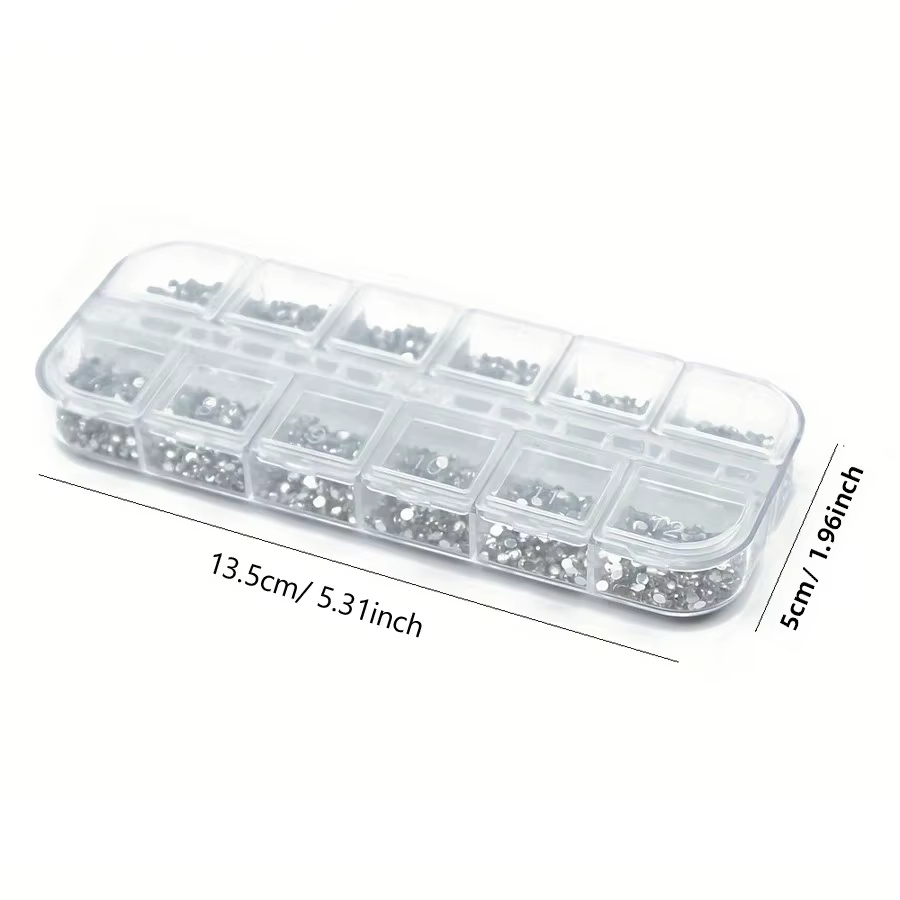 Strass argentés transparents de 1.5mm, 3000 pièces, pierres précieuses pour ongles à dos plat, avec 