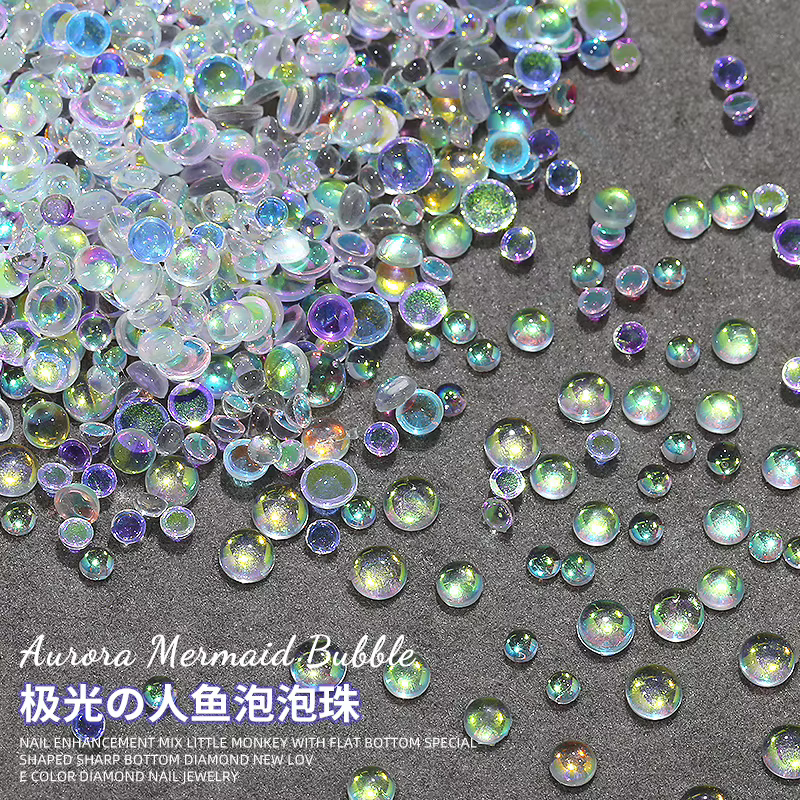 100 pièces paillettes aurore rose clair Flatback sirène perle Semi-boule bulle Nail Art strass bijou