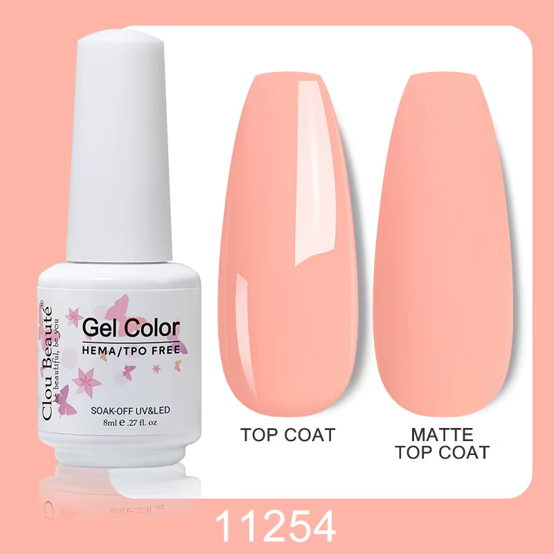 Clou Beaute 8ml Gel Vernis à Ongles Sans HEMA/TPO pour Nail Art, Base et Top Coat, Couleurs Gel, Ver