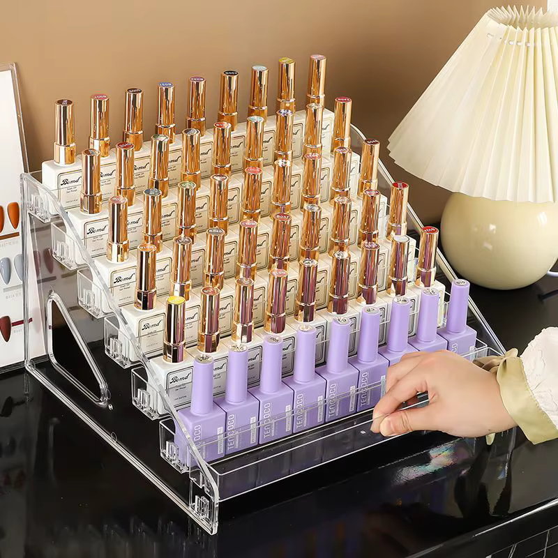 Présentoir de vernis à ongles en acrylique, 3/4/5/6/7 couches, organisateur de cosmétiques Transpare