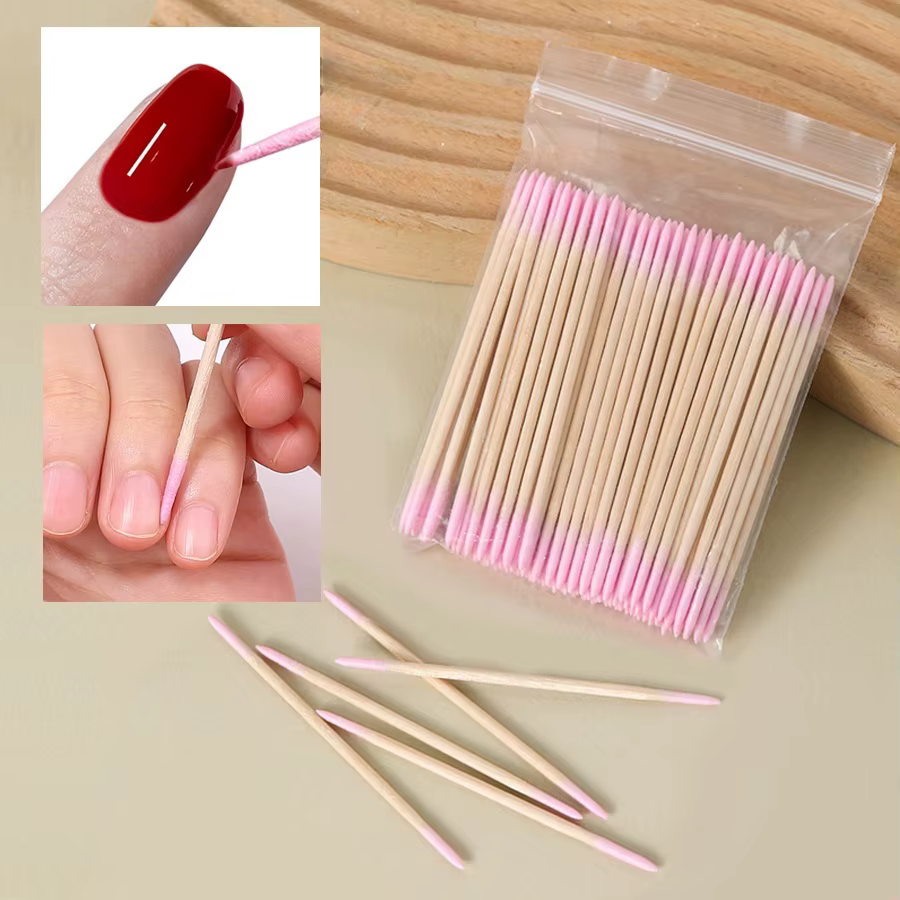 Coton-tige à Double extrémité, 100 pièces, pointes fines pour Nail Art, maquillage, Eyeliner, Correc