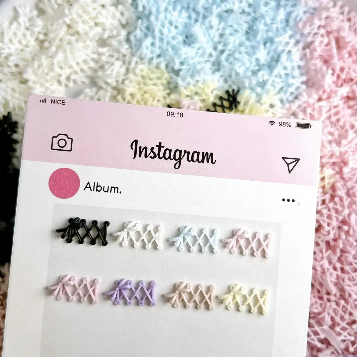 30 pièces nouveau lacet créatif résine ongles breloques 3D Macaron couleur arc lacet Nail Art décora