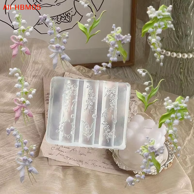 (HB05) Moule à ongles en silicone 3D Lily Of The Valley, modèle de sculpture florale pour nail art, 
