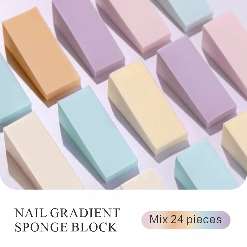 Un paquet de 24 éponges de maquillage à effet dégradé pour ongles, avec une bonne élasticité, ne s'a