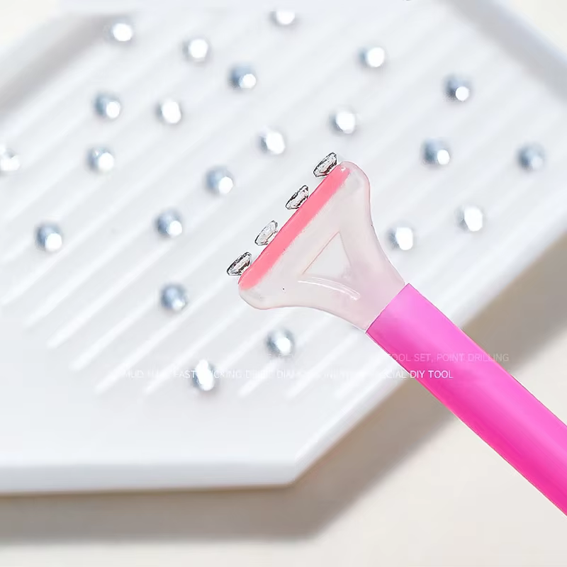 Pickers de strass pour Nail Art, stylo à points avec plateau de rangement, pâte à colle pour diamant