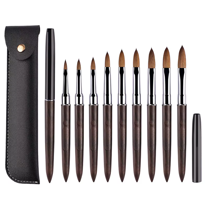 Kolinsky – brosse à ongles en acrylique, manche en bois de santal violet, stylo de sculpture sur Gel
