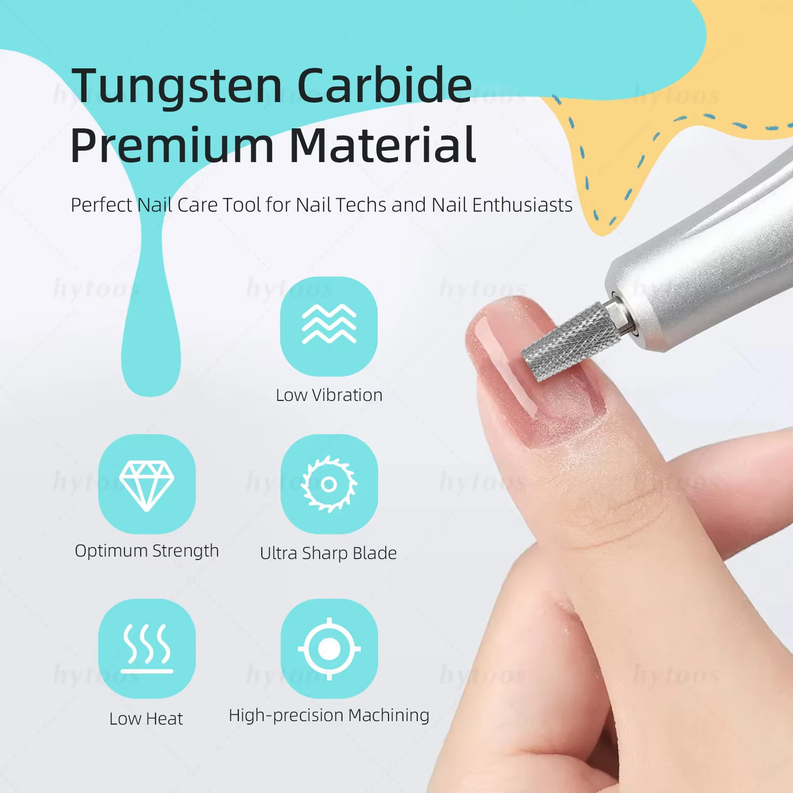 HYTOOS-Foret à ongles conique à dessus plat, forets à ongles en carbure de tungstène à 2 voies, acce