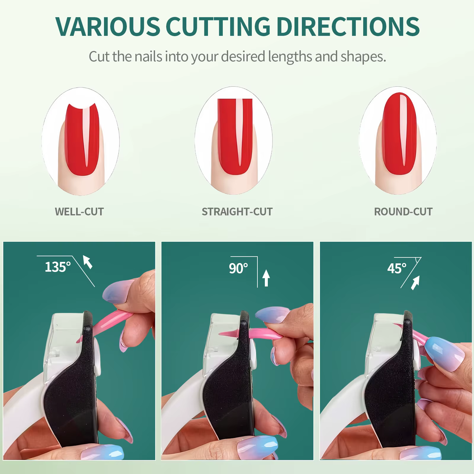 Nailpop coupe-ongles en forme de U acrylique faux ongles ciseaux pointe d'ongle coupe-bord manucure