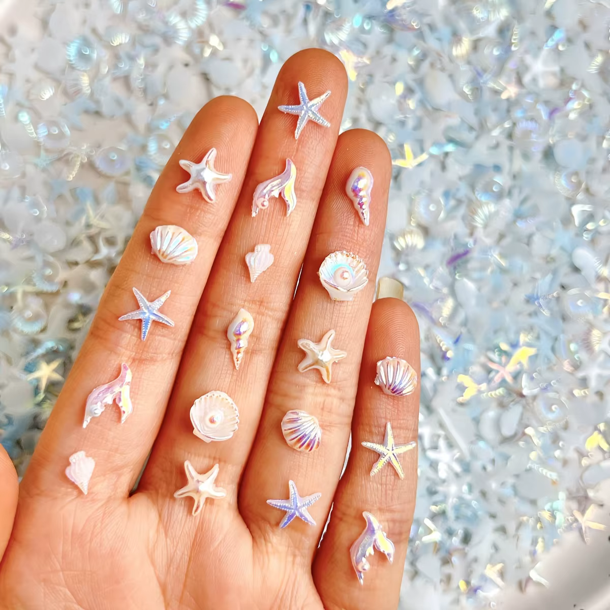 30 pièces d'accessoires artisanaux sur le thème des sirènes bleu aquatique, accessoires pour ongles 