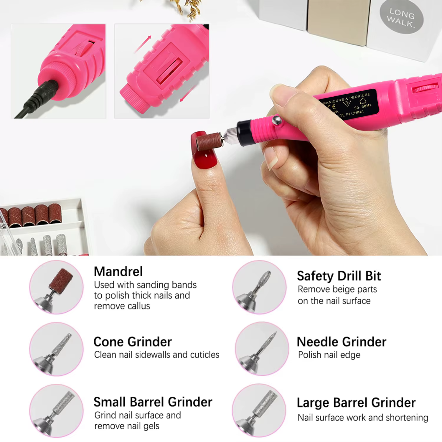 LULAA forte fonction perceuse à ongles ensemble ponceuse à ongles électrique Gel dissolvant de verni
