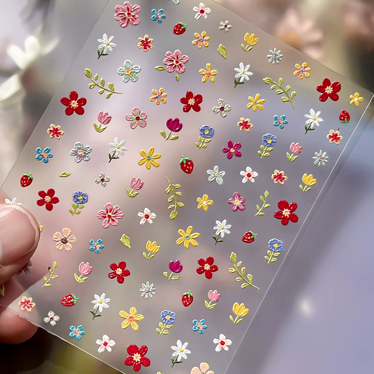 Autocollants décoratifs pour ongles à motif floral, petits charms colorés, autocollants adhésifs pou
