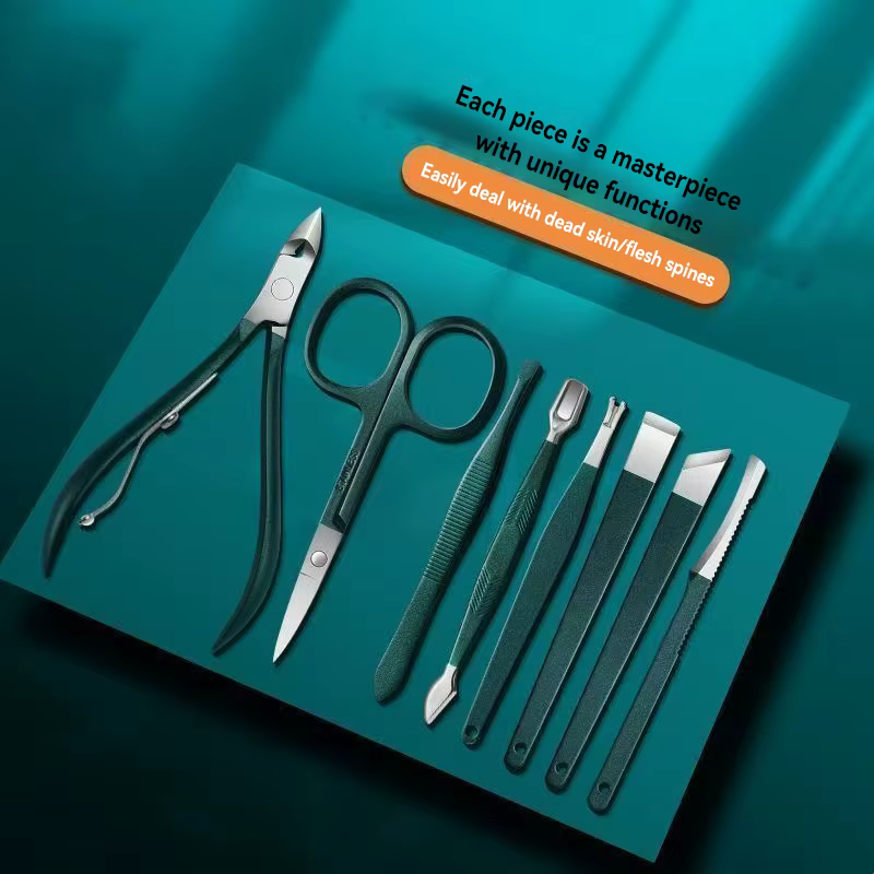 Ensemble de coupe-ongles, coupe-ongles pour la maison, ensemble de 18 pièces vert foncé, outils de p