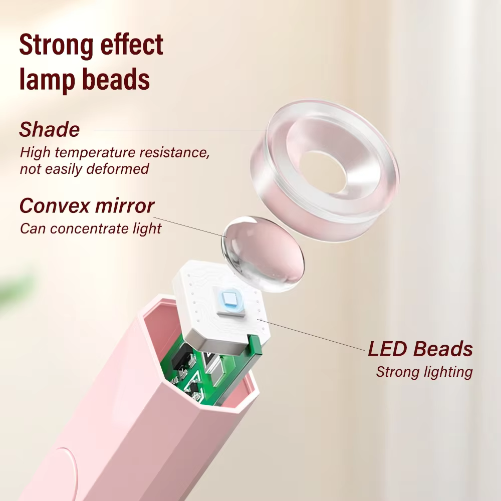 YIKOOLIN-Mini lampe à ongles UV sans fil avec affichage LED, lampe de luminothérapie portable