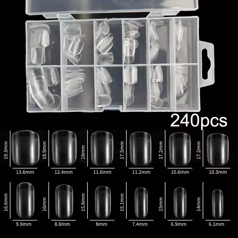 240 pièces/boîte semi-mat XXS amande ongles conseils couverture complète Gel doux faux ongles artifi