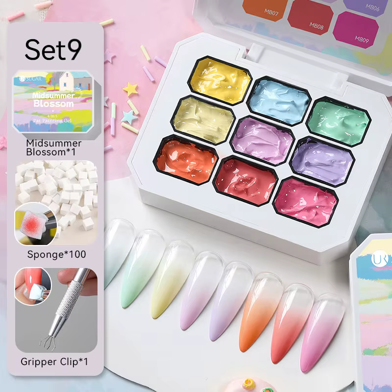 UR SUGAR 4 en 1 Pat peinture Gel vernis à ongles ensemble 9 couleurs Semi Permanent tremper UV LED o