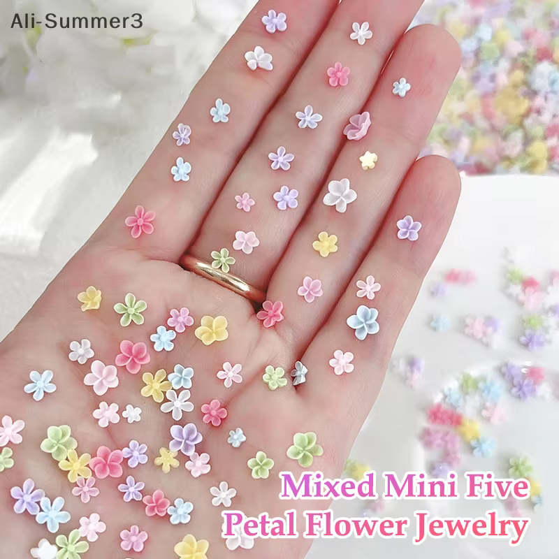 Mélange coloré de fleurs à cinq pétales, breloques pour ongles, décorations pour ongles, outils de m