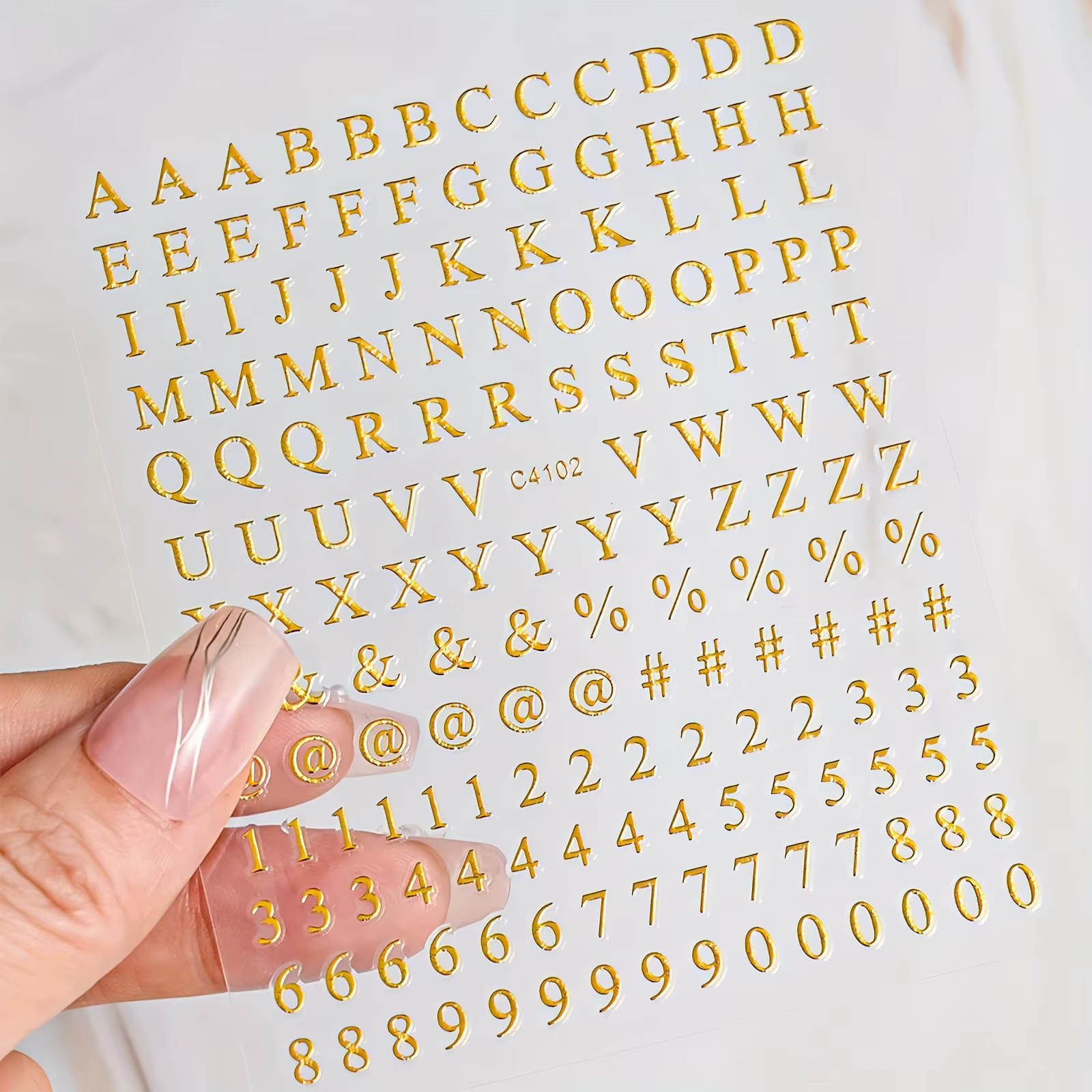 8 feuilles lettres Nail Art autocollants numéro ongles décalcomanies auto-adhésif luxe or argent ang
